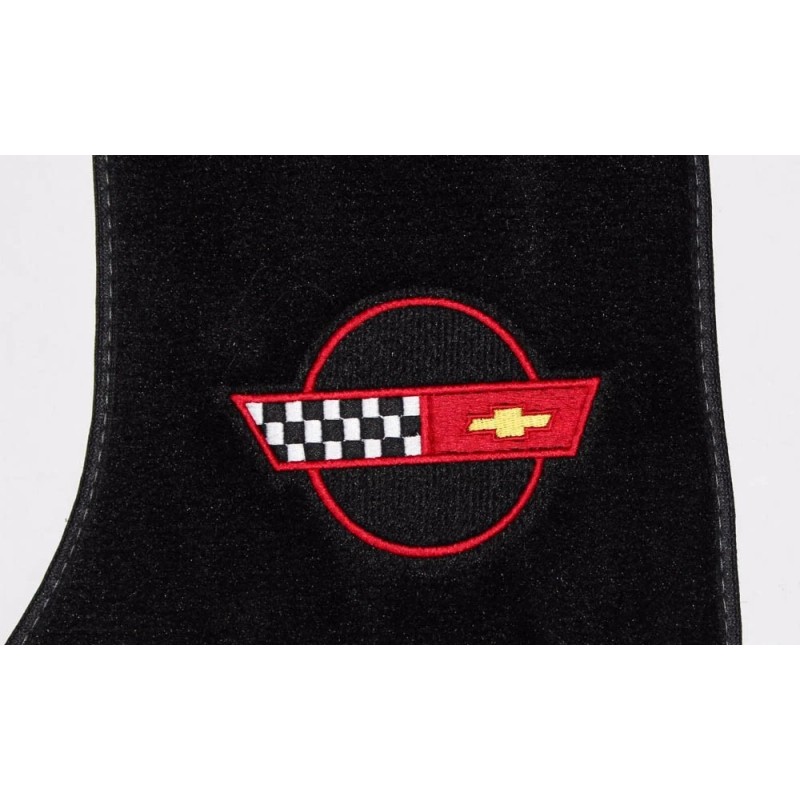 AFM NEW! FLOOR MATS 1984-1996 Corvette With Embroidered Circle Red