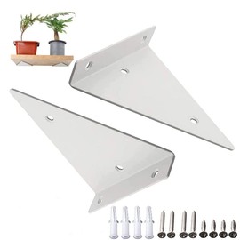 Pack of 2 Shelf Brackets Triangle Shape, Hidden Shelf Brackets, Triangular Shelf Brackets, White Shelf Brackets with Screws, for Hangers, Shelf, Bookshelf, Kitchen