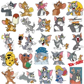 YOKSAS Cute Tom&Jerry Stickers for DIY Water Bottles Laptop HydroFlasks,50PCS Aesthetic Decals Decoration for Computer Phone Guitar Luggage