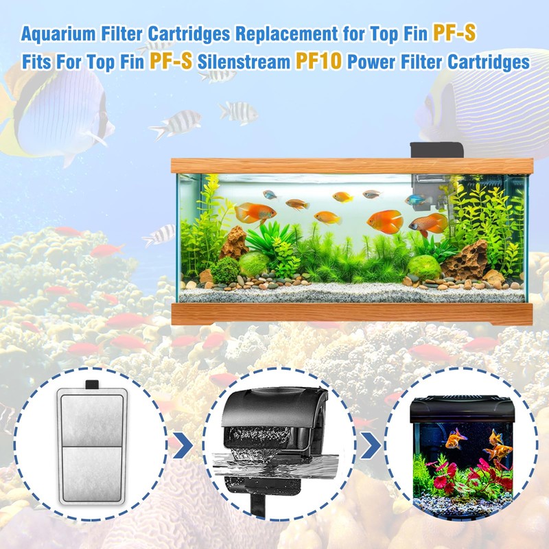 SAMANIJA 12-Pack Filter Cartridge Replacement for Top Fin PF-S Silenstream