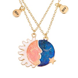 Cosysparks Friendship Necklaces for 2, Best Friends Necklaces Magnetic Bff Chains Matching Sun/Moon Pendant Luminous Best Friends Chain Set for Women Birthday Christmas Gifts (Pack of 2), Metal