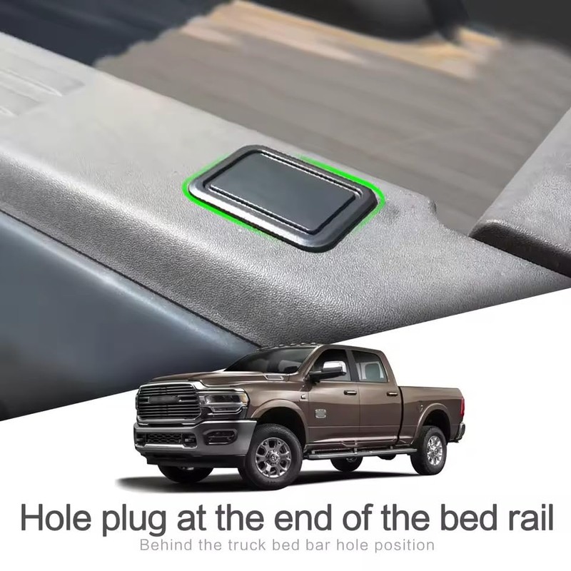 2Piece Black Stake Pocket Covers Rear Truck Pickup Bed Rail