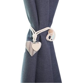 Moraphee 2Pcs Curtain Flower Tiebacks Rope for Kids Room Pure Cotton Holdbacks Window Curtain Length 55cm-coffee heart