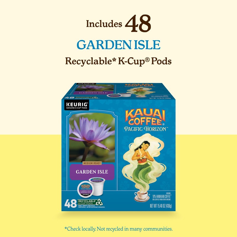 Kauai Coffee K-Cup Pods - Garden Isle, 48 K-Cup Pods