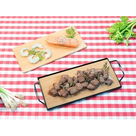Rosenstein & Söhne Cedar Wood Boards: 2 Cedar Wood Grill Boards for Charcoal & Gas Grills, with Metal Frame (Smoking Grill Boards, Grill Planks, Grill Plates)