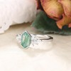 IRROYA Natural Moss Agate Wedding Rings 1.1 Carats Bezel Setting
