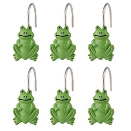 Twofishes Green Frog Shower Curtain Hooks S/12 Decorative Frog Shower Curtain Hooks Set of 12 Rust Proof Resin Shower Curtain Rings Pack of 12