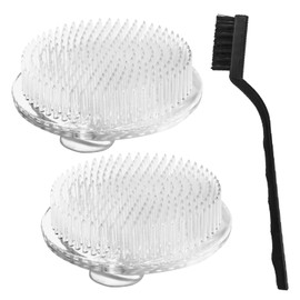 QWQKEFEUN Flower Frog,2 Exquisite Clear Plastic Three-Suction-Cup Flower Arrangement Holder＋Cleaning Brush，Used Forflower Frogs for Arrangements Vase 70mm / 2.76 Inch (White)