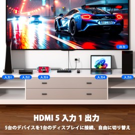 JCHICI HDMI Switcher, 5 Inputs, 1 Output, 8K@60Hz/4K@120Hz/1080P@240Hz, HDMI Switcher, HDMI 2.1 Selector, Remote Control, HDCP 2.3, HDR, 3D Compatible, Selectable Automatic / Manual Switching Function