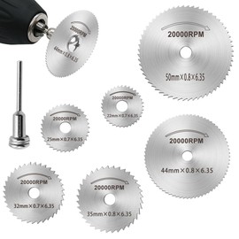 7Pcs Rotary Drill Saw Blades HSS Cutting Discs Saw Disc Wheel Cutting Blades Drill Saw Blades for Dremel Rotary Tool Circular Saw Blades for Drills Rotary Tool Wood Plastic Metal Stone Diamond Cutting