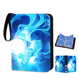 XPJBKC Trading Card Binder, Trading Cards Binder 400 Pockets, 4 Pocket Card binder for Kids, PU Leather card Album for cards Collect, Waterproof Collection Folder for Fans (L)