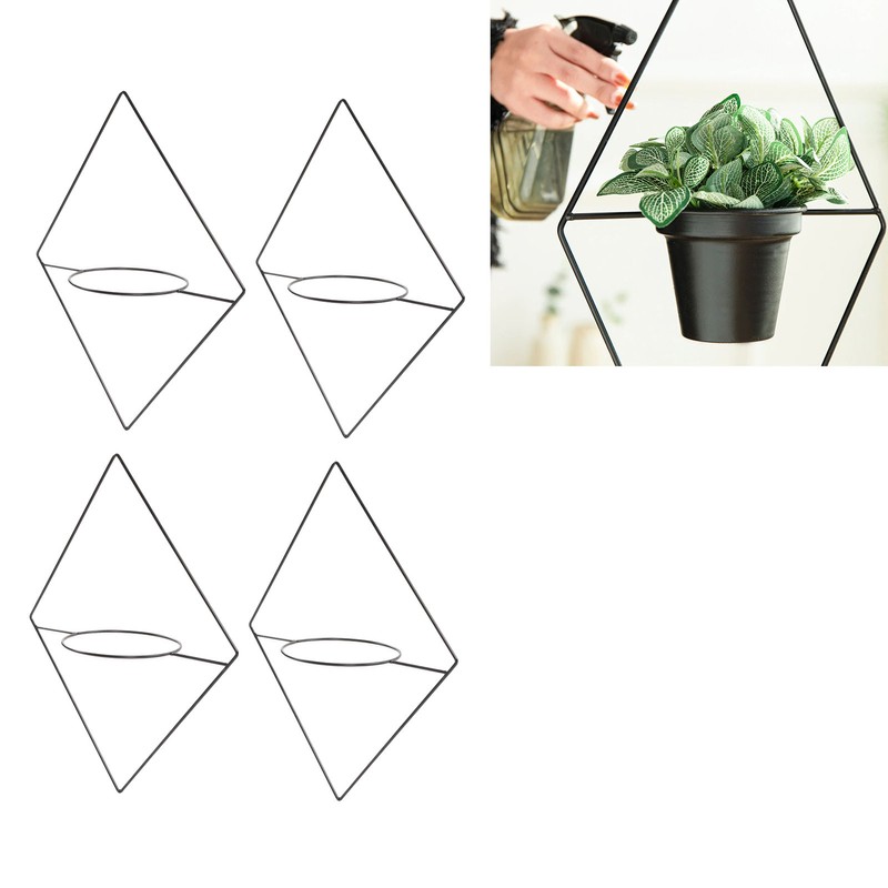 4Pcs Hanging Flower Basket Holder Metal Iron Hanging Plant Flower