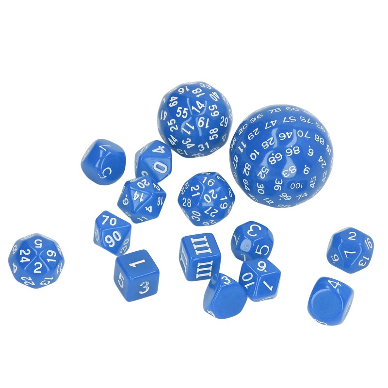 15pcs Complete Polyhedral Dice Set Acrylic D3 to D100 Spherical