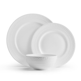 Mikasa Crown White Chip Resistant 18 Piece Dinnerware Set, Service for 6