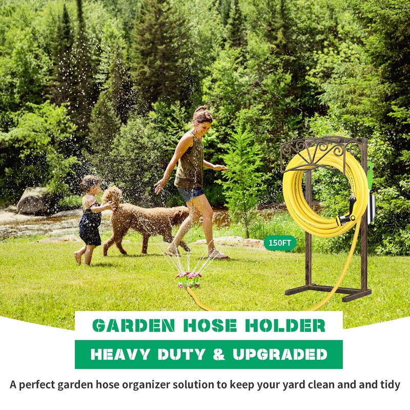 TomCare Garden Hose Holder Upgraded 4 Spikes Water Hose Holder