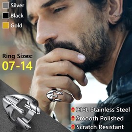 FaithHeart Stainless Steel Sparta Helmet Ring for Men Boys Punk Gothic Spartan Warrior Finger Ring in Size 54-72 Vintage Warrior Helmet Ring Greece Jewellery, No Gemstone