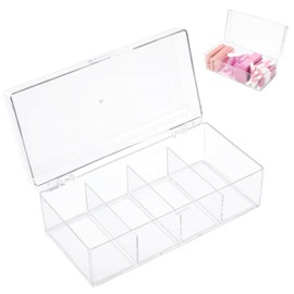 BQAN Clear Acrylic Nail Tool Box 4 Compartment Desktop Nail Organizer
