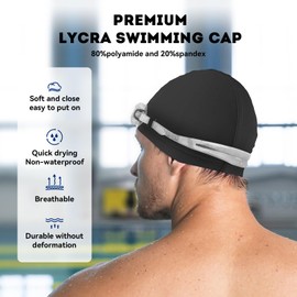 Kinwor Fabric Swim Cap for Men Women Adult, High Elasticity Swimming Cap Breathable, One Size Fits Short Hair Non-Waterproof, Orange