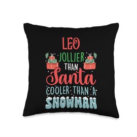 Ice Cold Charisma Christmas Holiday Heat Leo Jollier Than Santa Cooler Than Snowman Frosty Christmas Throw Pillow, 16x16, Multicolor
