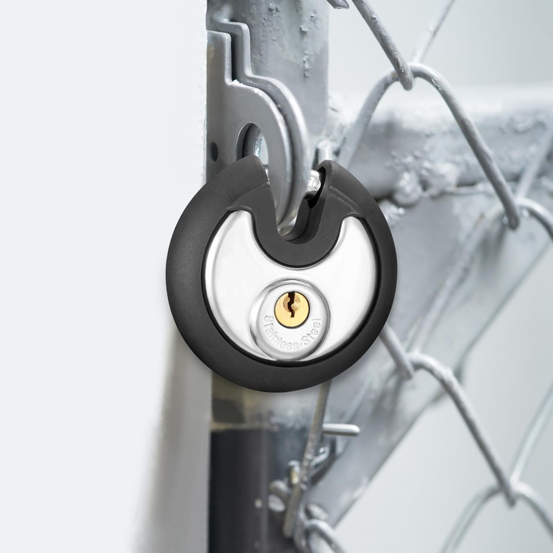 Puroma Keyed Padlock, Stainless Steel Discus Locker Lock Heavy Duty