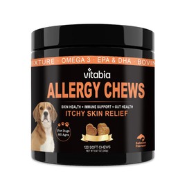 Dog Allergy Relief Chews – Itchy Dog Skin Relief With Omega 3, Salmon Oil For Dogs, Licorice Root, Turmeric, Probiotics for Dogs –– Anti Itch For Dogs, Natural Dog Treats (120 Dog Chews)