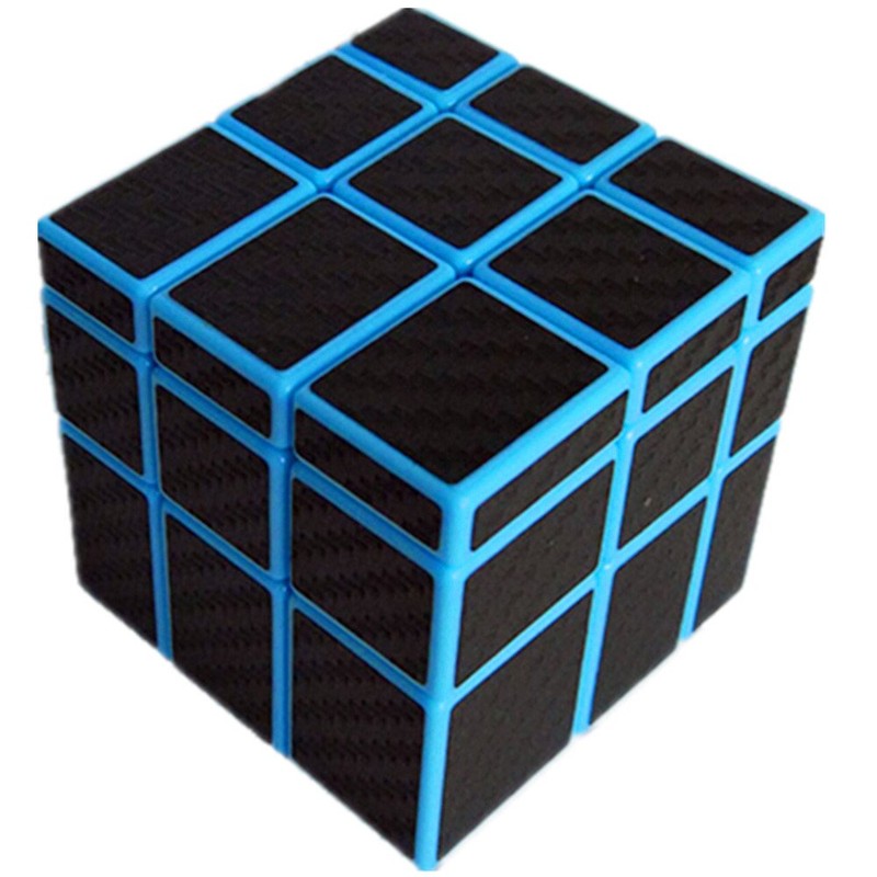 CuberSpeed Unusual Blue Mirror Cube Black Carbon Fiber Stickers 3x3