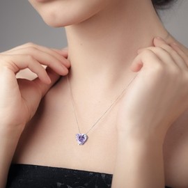 GAVU Women's Silver Heart Light Point Solitaire Necklace, Cubic Zirconia, Cubic Zirconia