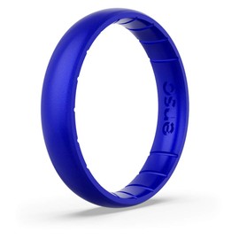 Enso Rings Thin Birthstone Silicone Ring – Unisex Wedding Engagement Band – Comfortable Breathable Band – 4.3mm Wide, 1.75mm Thick (Sapphire, 6)