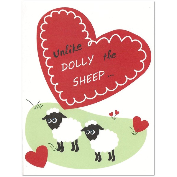 Dolly The Sheep Clone Science Valentine's Day/Anniversary Card (4.25" X 5.5") by Nerdy Words