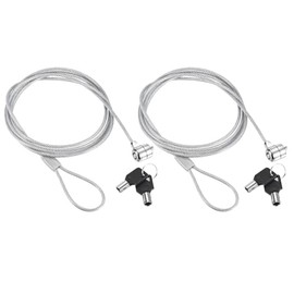 YOKIVE 2 Pcs Laptop Cable Lock, Security Cable | Hardware Anti Theft Locks with 2 Keys Great for Computer Monitor Notebooks (Silver Tone, 6-Feet)