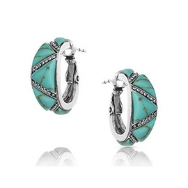 Montana Silversmiths Women's Turquoise Wedge Hoop Earrings - ER4833 One Size
