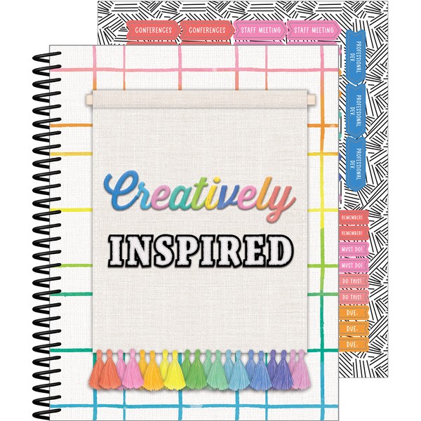Carson Dellosa Creatively Inspired Teacher Planner, 8" x 11" Undated Daily, Weekly Planner, & Monthly Planner With Planner Stickers, Lesson Plan Book for Classroom Organization & Classroom Management