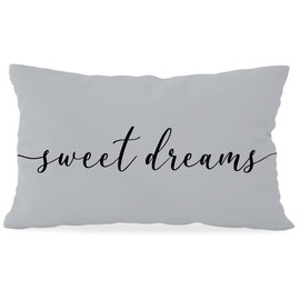 HONLUNG Sweet Dreams Throw Pillow Covers,Bed Decorative Pillows Covers, 24x16 Pillow Cover,Farmhouse Home Decor for Couch Bed Bedroom（Gray）
