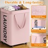 Optish Pink Laundry Basket with Wheels, Dorm Room Essentials Girl,