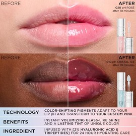 L'Oreal Paris Plump Ambition pH Hyaluron Aceite Labial, Tinte Labial que Cambia de Color con Hidratación de 24HR, Brillo Voluminizador y Color Durader