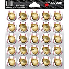 Award Decals Baseball Glove Sticker Set (100 Decals) 1" The Original Award Decals Premium 20mil Thick Helmet Decals Made in The USA Since 1976