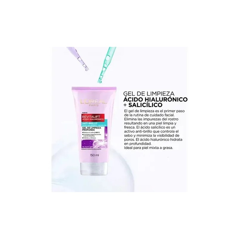Kit Gel De Limpieza Y Crema Antibrillo L'oréal Paris