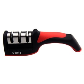 Afilador Cuchillos Cocina Ergonomico Tijeras 3 Etapas Manual (Rojo)