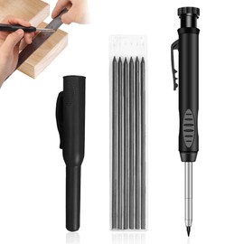 Mechanical Carpenter Pencils with 6 Refills, Construction Pencil with Built-In Sharpener, Long Head Deep Hole Marker Pencil with Cap,Builders Pencil for Builders Construction Architect Woodworking