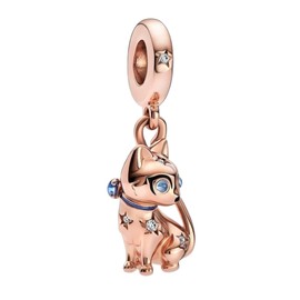 Ouroyea Rose Gold Pet Cat Dangle Charm 925 Sterling Silver Pendant,Jewelry Bead Gift for Women Bracelet&Necklace