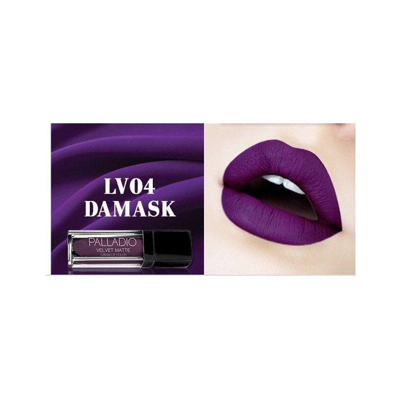 Palladio Velvet Matte Cream Lip Color Damask Midnight Purple Long