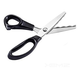 Tijeras de zigzag, tijeras de costura de acero inoxidable, hojas serradas y festoneadas, herramienta profesional de corte para costura y manualidades, agarre cómodo para telas, mango suave de 18 mm