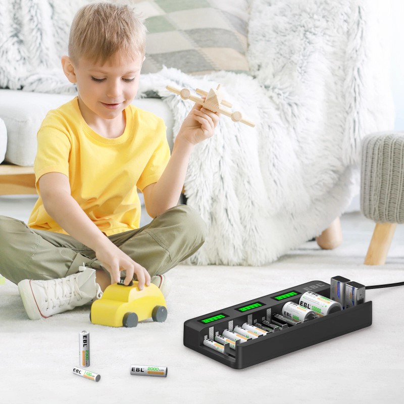 EBL Universal Rechargeable Batteries Charger For AA AAA 9V NiMH