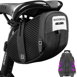 ROCKBROS Saddle Bag, Bicycle Bag, Road Bike, Expandable Capacity, Variable, Rainproof, Compact, Lightweight, Convenient to Install, Includes Reflective Materials, Storage for Small Items