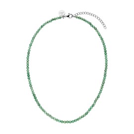 Purelei® Aventurine Necklace, Women's Necklace Made of Durable Stainless Steel, Waterproof Natural Aventurine Pearl Chain, 35-40 cm Length Adjustable, Stainless Steel, Aventurine