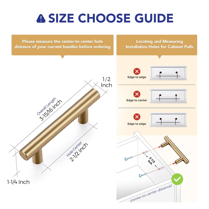 Ravinte 20 Pack Kitchen Cabinet Handles Champagne Bronze 2-1/2 Inch