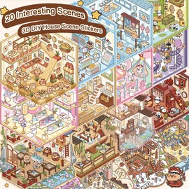 20 in 1 DIY 3D Scene Sticker Book for Adults & Kids,Sticker Therapy 3D Scenes Book Stickers for Anxiety Relief & Family Bonding Activities