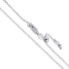 Sterling Silver Adjustable Thin Cable Chain 1.2mm Solid 925 Rolo Link New Necklace 22"