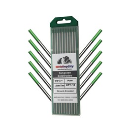 WeldingCity 10-pk Premium TIG Welding Tungsten Electrode Rod Pure (Green, EW-P) 1/8" x 7" | 10-pcs
