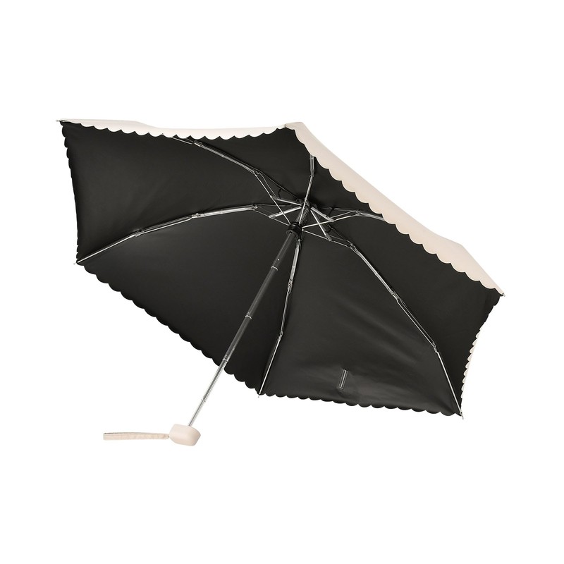 Francfranc Flanc Blackout Compact Scalloped Folding Umbrella, 18.5 inches (47